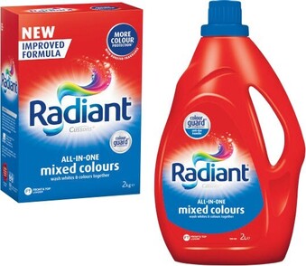 Coles Radiant Laundry Liquid 2 Litre or Powder 2kg offer
