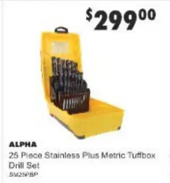 25 Piece Stainless Plus Metric Tuffbox ALPHA Drill Set