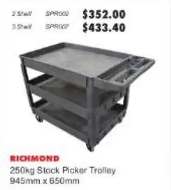 United Tools 250kg Stock Picker Trolley 945mm x 650mm offer