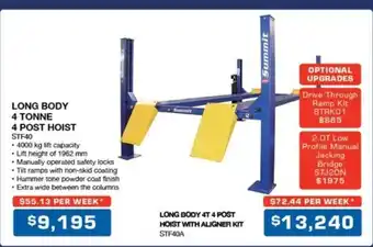 LONG BODY 4 TONNE 4 POST HOIST