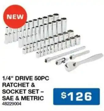 Burson Auto Parts 1/4" DRIVE 50PC RATCHET & SOCKET SET - SAE & METRIC offer