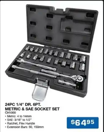 Burson Auto Parts 24PC 1/4" DR. 6PT. METRIC & SAE SOCKET SET offer