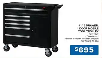 Burson Auto Parts 41" 6 DRAWER, 1 DOOR MOBILE TOOL TROLLEY offer