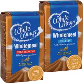 IGA White Wings Wholemeal Plain or Self Raising Flour 1kg offer