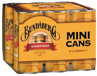 IGA Bundaberg Mini Cans 6x200mL Selected Varieties offer