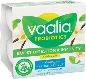 IGA Vaalia Probiotics Yoghurt 4x150g Selected Varieties offer