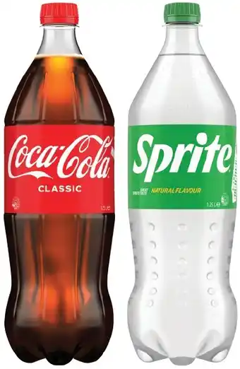 IGA Coca‑Cola, Sprite, Fanta or Mount Franklin 1.25 Litre Selected Varieties offer