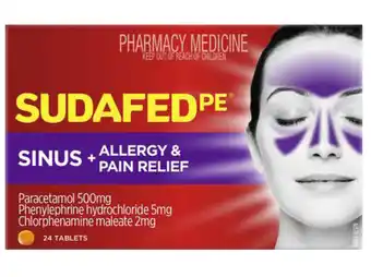 Sudafed pe sinus + allergy & pain relief 24 tablets