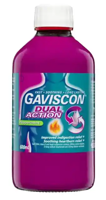 Gaviscon dual action heartburn & indigestion relief liquid peppermint 600ml