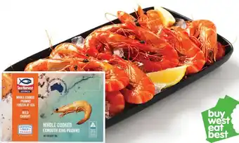 IGA Sea Harvest Whole Cooked Large Exmouth King Prawns 1kg offer