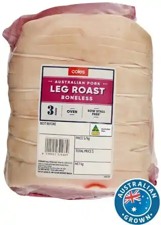 Coles Coles Australian Pork Leg Roast Boneless offer