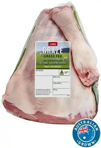 Coles Coles GRAZE Lamb Leg Half Roast offer