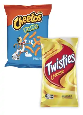 Coles Twisties, Cheetos or Burger Rings 80g-90g offer