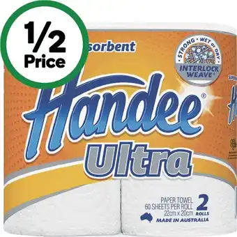 Woolworths Handee Ultra Paper Towel Pk 2 offer