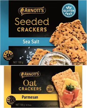 Coles Arnott's Seeded or Oat Crackers 100g-110g offer