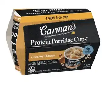 Coles Carman's Protein Porridge Cups 200g offer