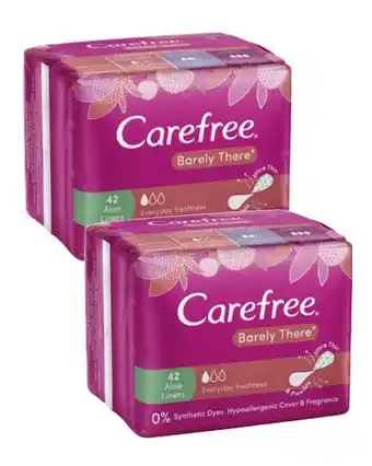 Coles Carefree Barely There Liners Unscented or Aloe 42 Pack offer