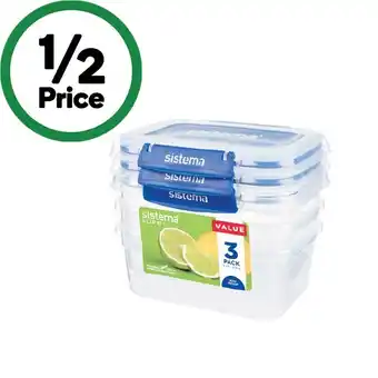 Woolworths Sistema Klip It Plus Rectangle 1 Litre Pk 3 offer