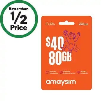 Woolworths amaysim $40 Starter Kit offer