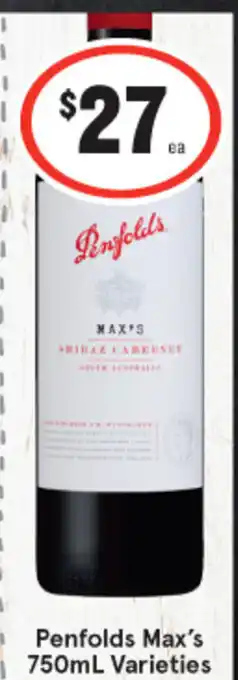 IGA Penfolds Max's 750mL Varieties offer