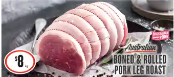 IGA BONED & ROLLED PORK LEG ROAST offer