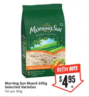 IGA Morning Sun Muesli 650g offer