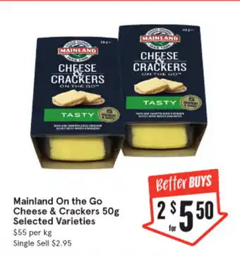 IGA Mainland On the Go Cheese & Crackers 50g offer