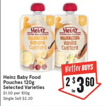 IGA Heinz Baby Food Pouches 120g offer