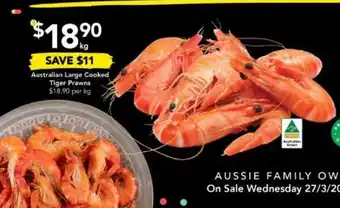Drakes Australian Large Cooked Tiger Prawns offer