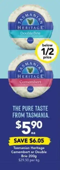 Drakes Tasmanian Heritage Camembert or Double Brie 200g offer