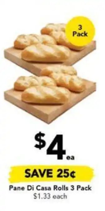 Drakes Pane Di Casa Rolls 3 Pack offer