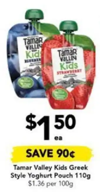 Drakes Tamar Valley Kids Greek Style Yoghurt Pouch 110g offer