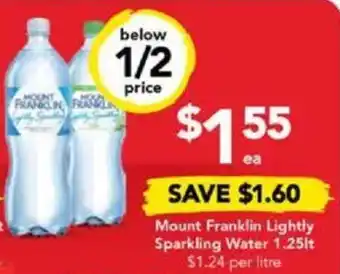 Drakes Mount Franklin Lightly Sparkling Water 1.25lt offer