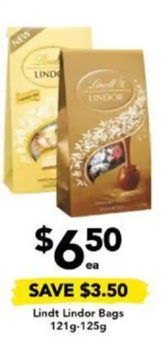 Drakes Lindt Lindor Bags 121g-125g offer