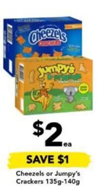 Drakes Cheezels or Jumpy's Crackers 135g-140g offer