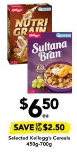 Drakes Selected Kellogg's Cereals 450g-700g offer