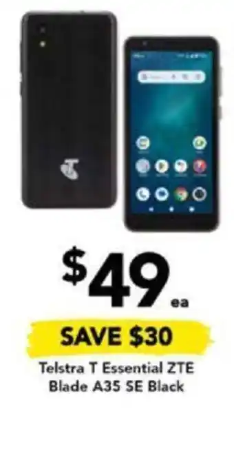 Drakes Telstra T Essential ZTE Blade A35 SE Black offer