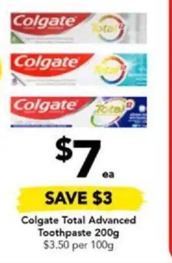 Drakes Colgate Total Advanced Toothpaste 200g offer