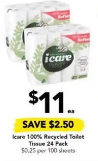 Drakes Icare 100% Recycled Toilet Tissue 24 Pack offer