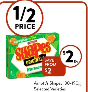 Foodworks Arnott's Shapes 130-190g offer