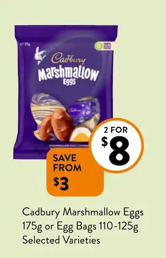 Foodworks Cadbury Marshmallow Eggs 175g or Egg Bags 110-125g offer