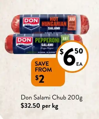 Foodworks Don Salami Chub 200g offer