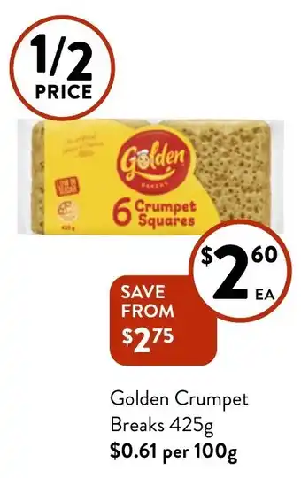 Foodworks Golden Crumpet Breaks 425g offer