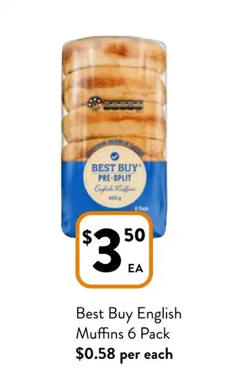 Foodworks Best Buy English Muffins 6 Pack offer