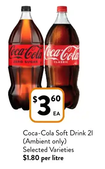 Foodworks Coca-Cola Soft Drink 2L offer