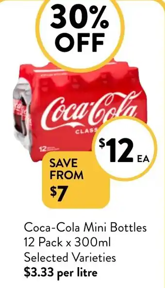 Foodworks Coca-Cola Mini Bottles 12 Pack x 300mL offer