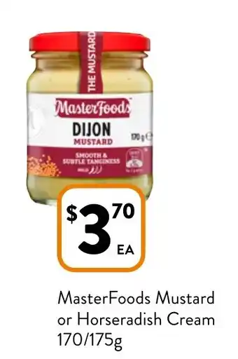 Foodworks MasterFoods Mustard or Horseradish Cream 170/175g offer