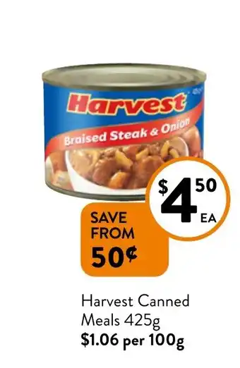 Foodworks Harvest Canned Meals 425g offer