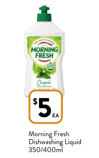 Foodworks Morning Fresh Dishwashing Liquid 350/400mL offer