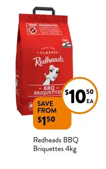 Foodworks Redheads BBQ Briquettes 4kg offer